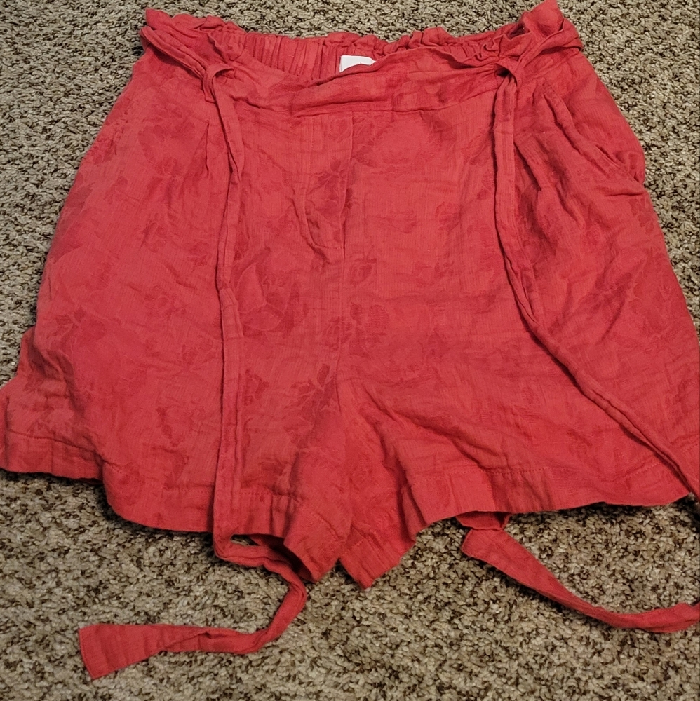 Red floral shorts